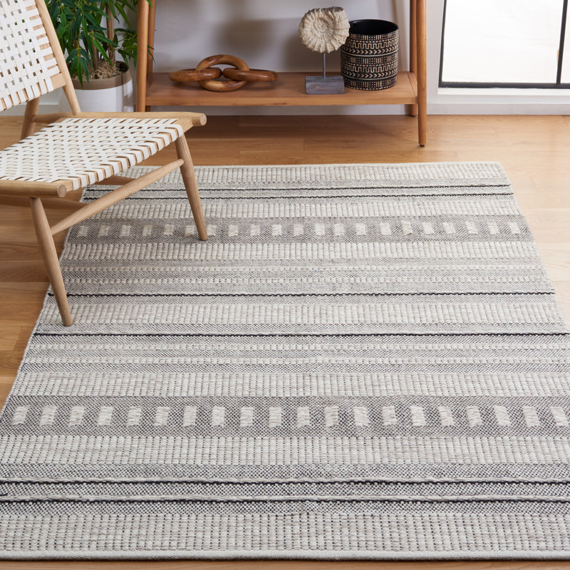 Tapis rayé en laine / coton Khyon, Rectangle 4 pi x 6 pi