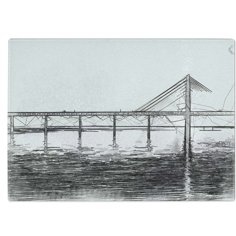 Tempered Glass Oresund Bridge Chopping Board, 28.5 cm W x 20 cm L