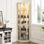 Vitrine lumineuse avec fini blanc antique, 16,87 po Profondeur, portes vitrées, espace de rangement polyvalent, vitrine élégante