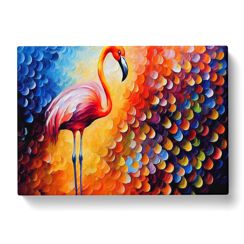 Flamingo Painting Vol.3 Abstract - Wrapped Canvas, 35cm H x 50cm W x 3cm D