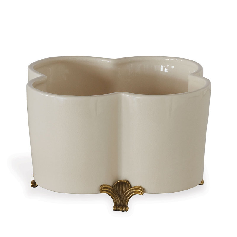 Pot de fleurs en porcelaine Quatrefoil, Crème