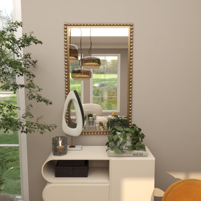 Metal Wall Mirror with Beaded Detailing