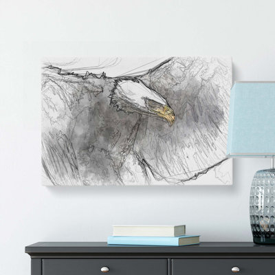 Sketch of a Golden Eagle in Abstract - Wrapped Canvas Drawing - Wrapped Canvas