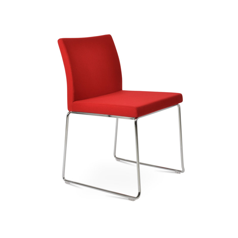 Chaise empilable en laine Aria, Rouge, Chrome chrome