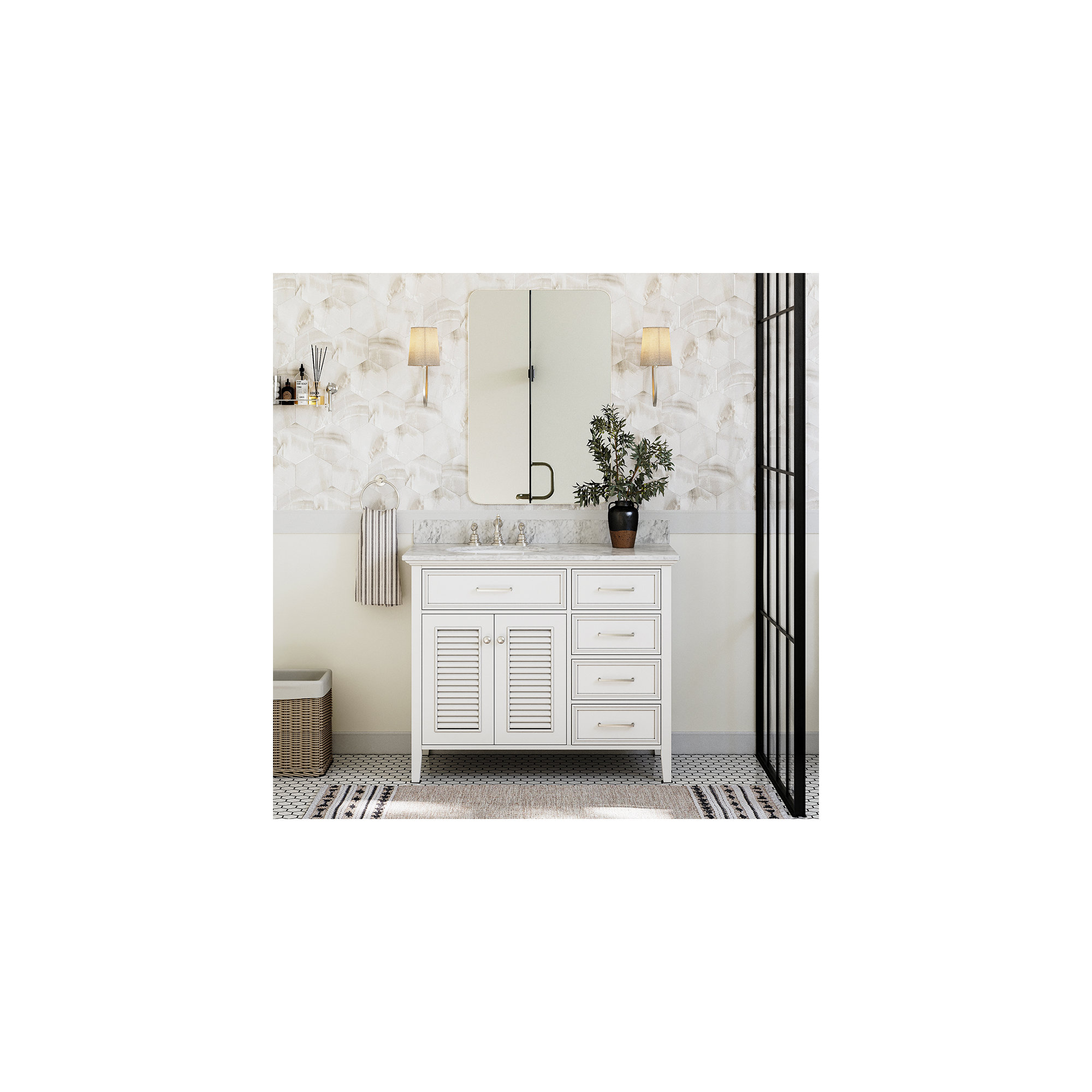 43'' Single Bathroom Vanity, Left, White
