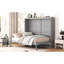 Grand lit gris, parfait pour les chambres d'amis et la vie compacte, facile à utiliser avec un lit escamotable avec des lattes flexibles.