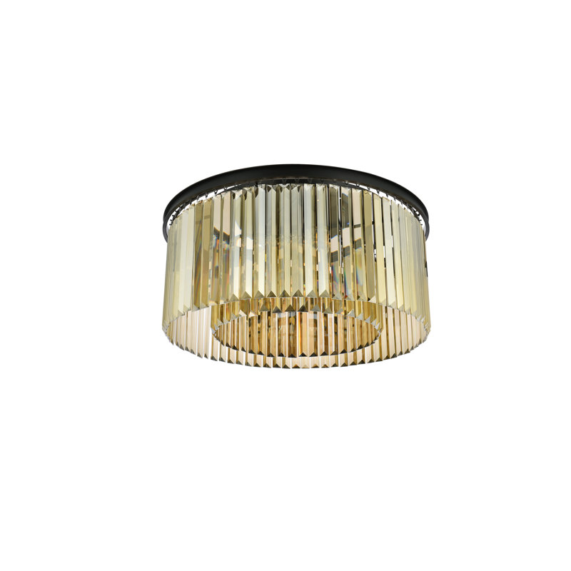 Yazmin Crystal Flush Mount, Matte Black, Smoky