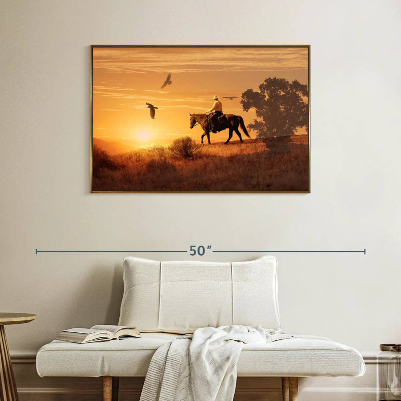 Lonely Cowboy, Floating Frame Gold, 40" X 27"