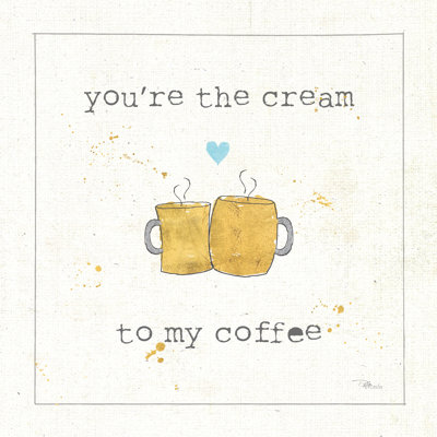 «Coffee Cuties II Turquoise Heart», impression sur toile tendue