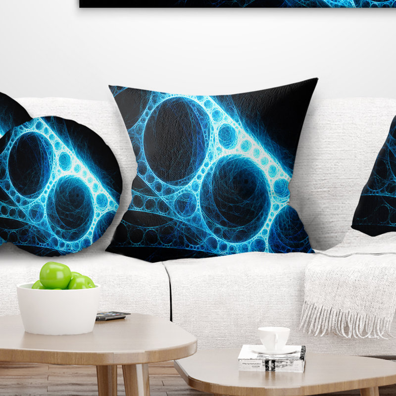 Fabrication en métal - Coussin imprimé abstrait, Rectangulaire, Bleu / noir, 12 po x 20 po