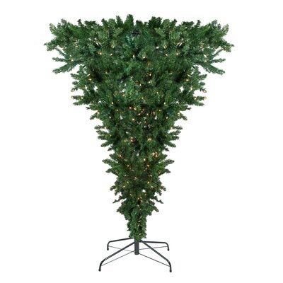 7.5' Pre-Lit Green Spruce Artificial Upside Down Christmas Tree - Clear Lights -  Northlight Seasonal, 32816230