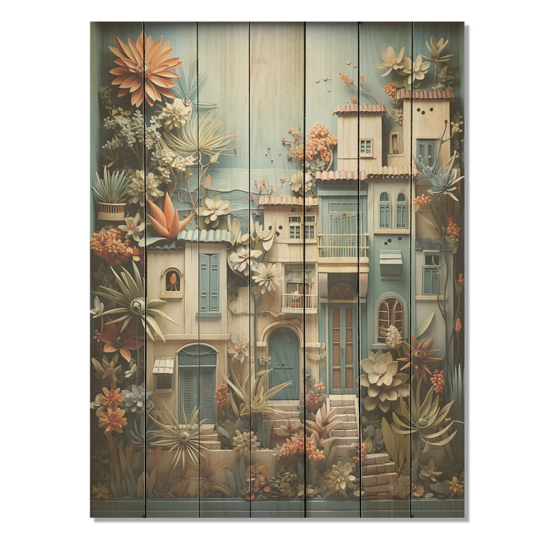 Centre de pêche moderne, collage I - fenêtres côtières sur bois, H 44 po x l 34 po