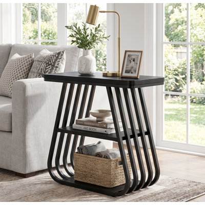 Table de bout en bois et en métal de 23,62 po, petite table d'appoint avec tablettes à 3 niveaux pour le salon et la chambre à coucher