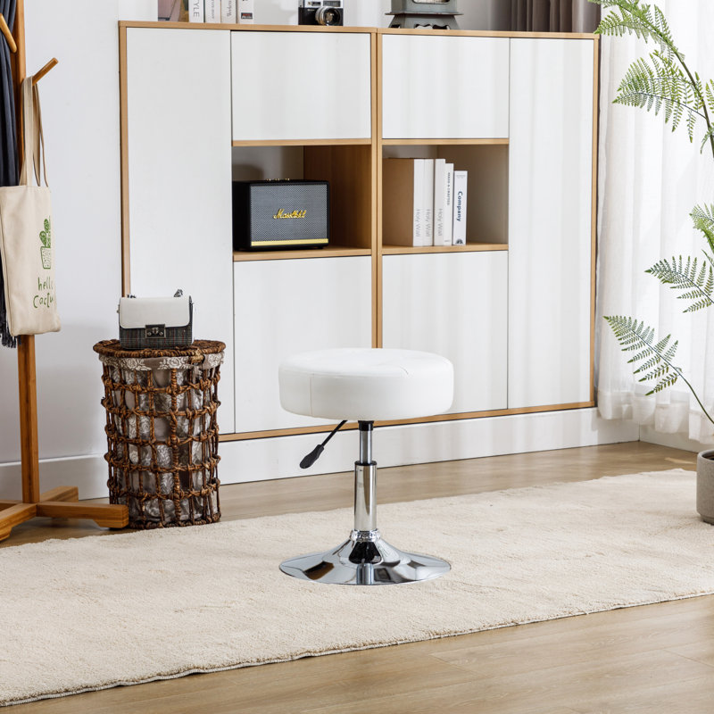 Tabouret de coiffeuse pivotant réglable Highfill, Blanc