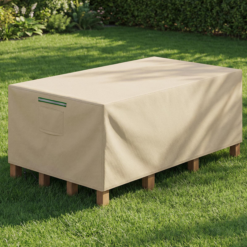Durable 420D Outdoor Table Cover - Waterproof And UV-Resistant Patio Furniture Protector With Vents And Straps, Beige