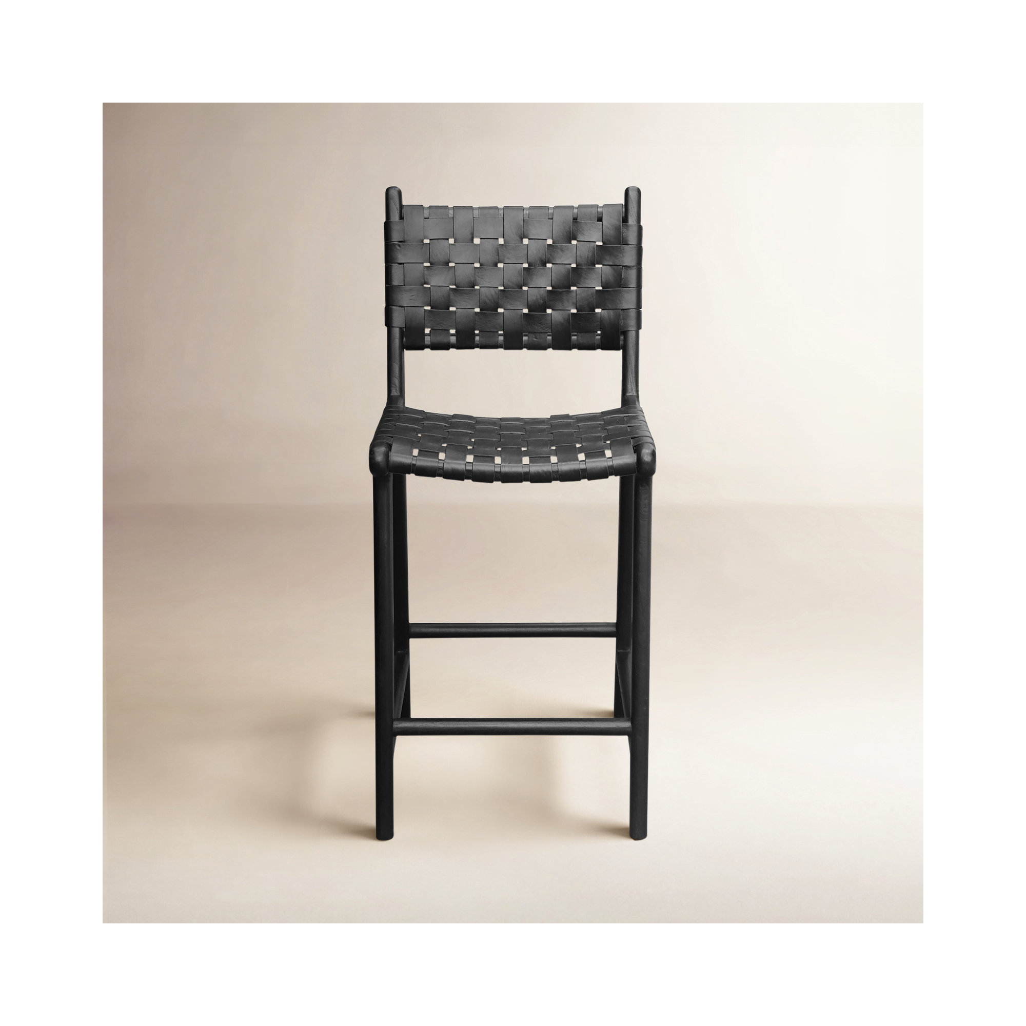  Leather Stool, Havana Black / Black