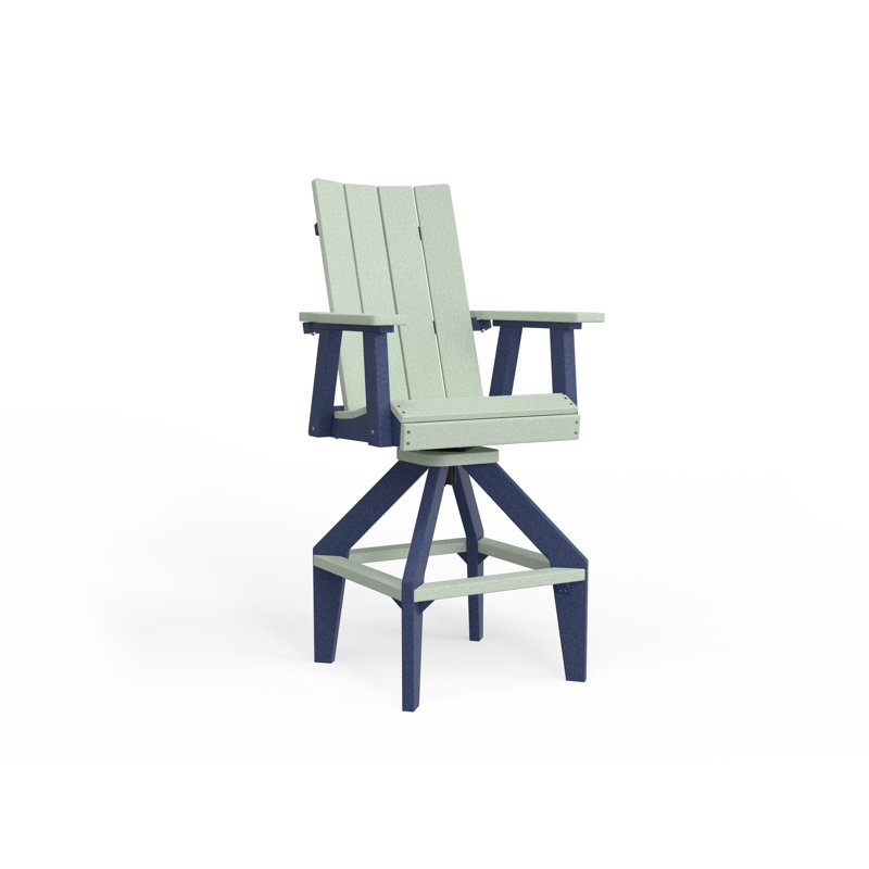 SOL Outdoor Bar Stool, Navy Blue, Brazilian Walnut