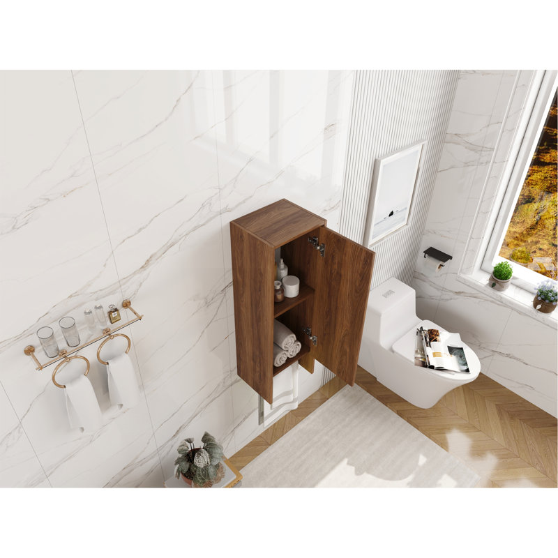 Petite armoire murale de 12 pouces, porte à fermeture douce, convenant à une petite salle de bain, bureau, pièce de rangement, ébène brun