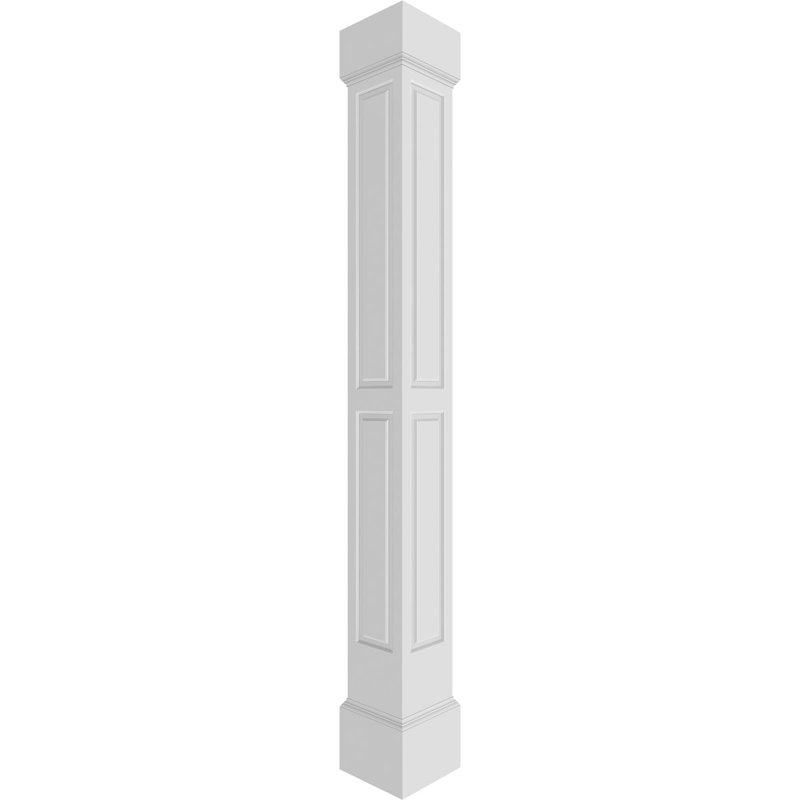 Square Non-Tapered Double Raised Panel PVC Endura-Craft Column Wrap Kit, Mission Capital & Base