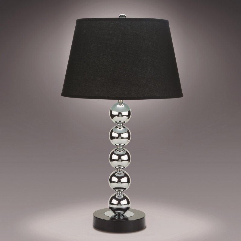 Lampe de table moderne élégante 2 pièces, sphères réfléchissantes, noir et blanc