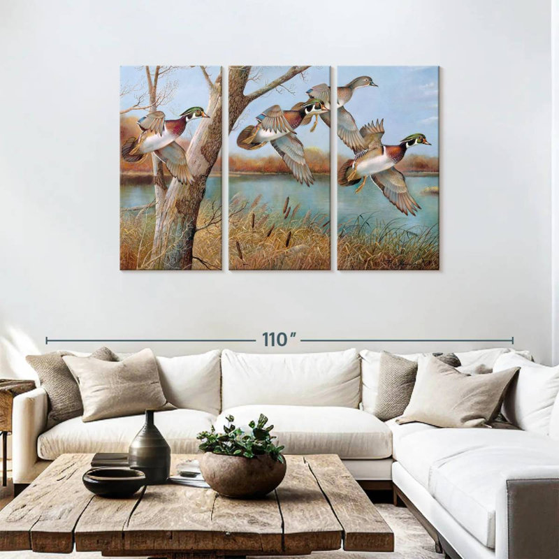 Brampt volant des canards en bois, H 48 po x l 74 po