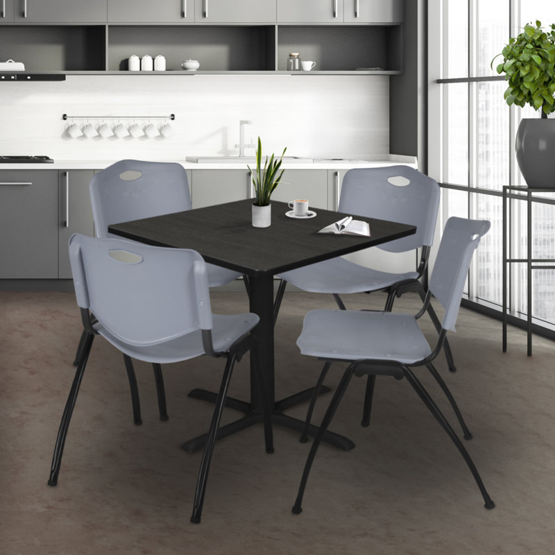 Table de salle à manger Regency Cain, H 29 po x L 30 po x P 30 po, Gris cendré / gris, Gris cendré