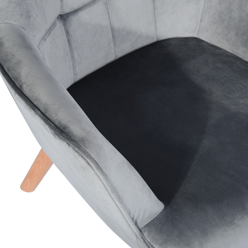 Drucker 68cm Wide Tufted Wingback Chair, Grey Velvet