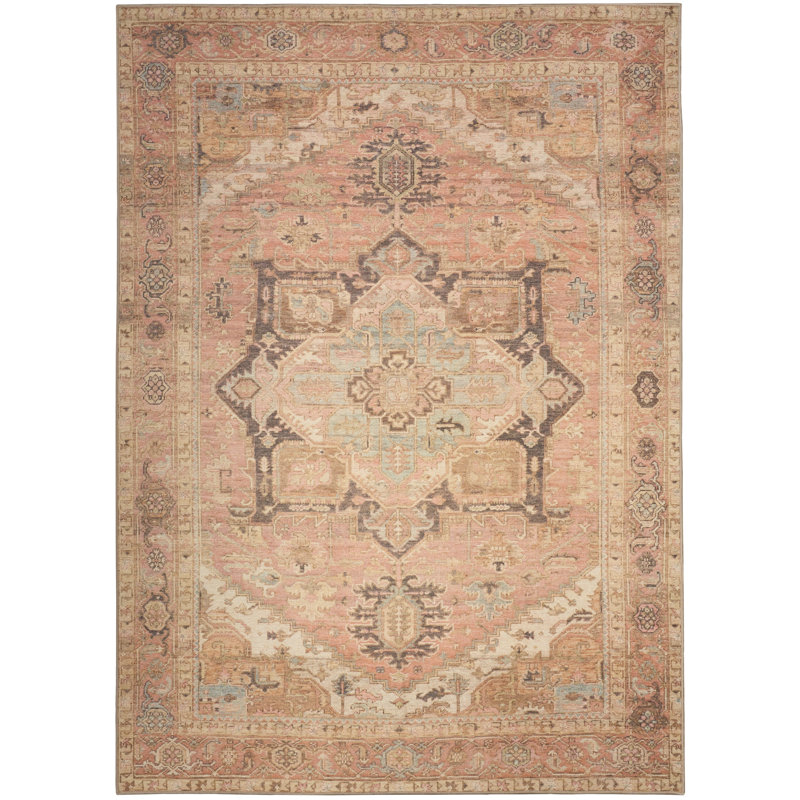 Heriberto Machine Washable Vintage Area Rug, Rectangle 5'3" x 7'3"