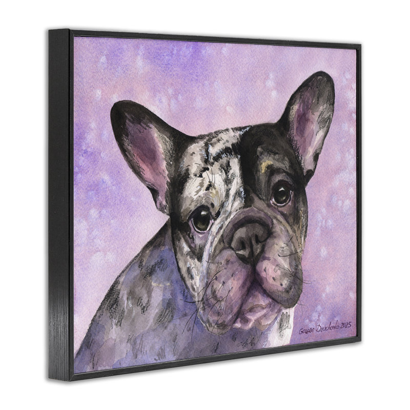 Giclée Harlequin French Bulldog, conception de George Dyachenko, Giclée encadrée noir minuit, H 24 po x l 30 po