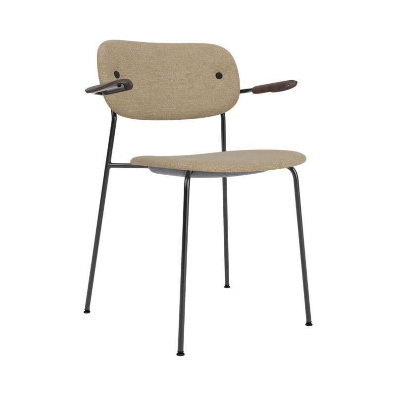 Co Upholstered Arm Chair, Dark Stained Oak, Bouclé 02 Acrylic, Black