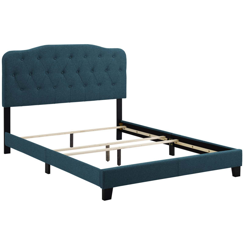 Gray Velvet Upholstered Queen Bed with Tufted Headboard