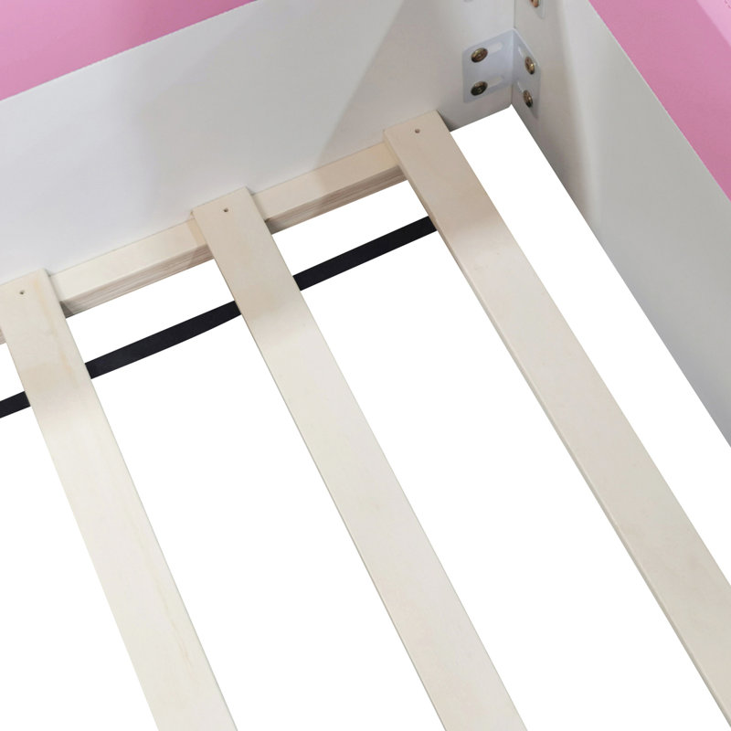 Lit plateforme Bottorff, Simple, Rose/Blanc