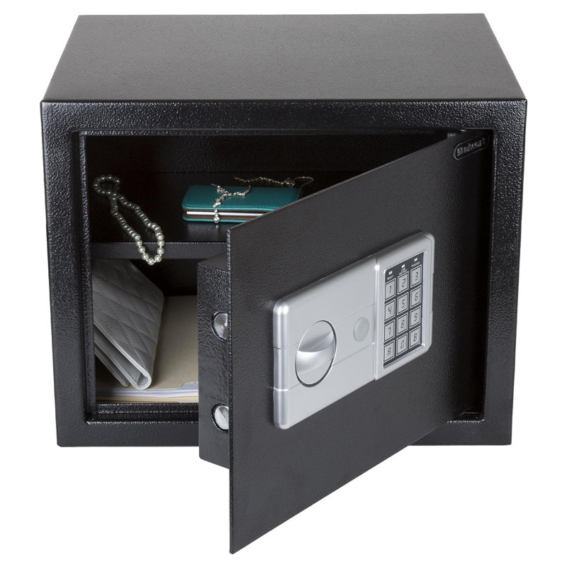 Stalwart Digital Safe - Compact Steel Security Box - Electronic Keypad, Manual Override Keys