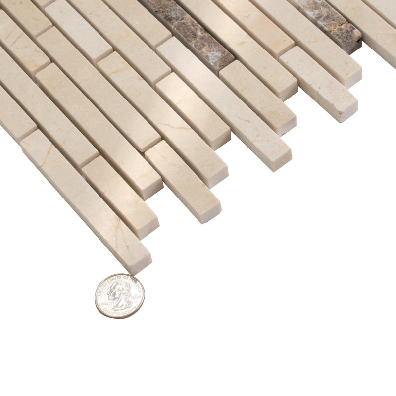 11.6" X 12" Linear Marble Mosaic Tile, Beige