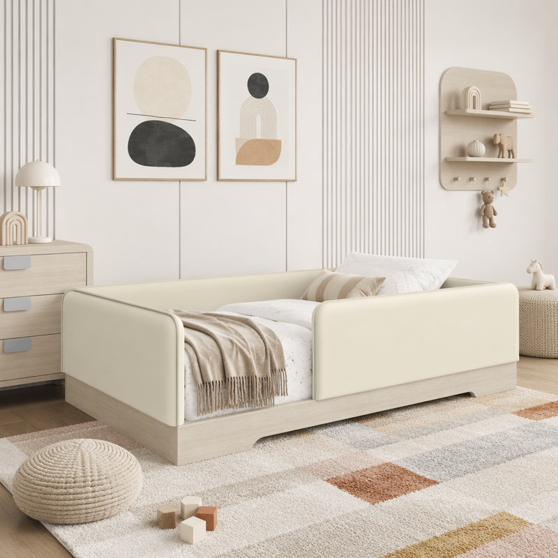 Lit plateforme de style moderne avec pieds fuselés, cadre de lit en bois massif, lit avec tête de lit tapissier Boucle, support de lattes en bois durable, aucun sommier nécessaire