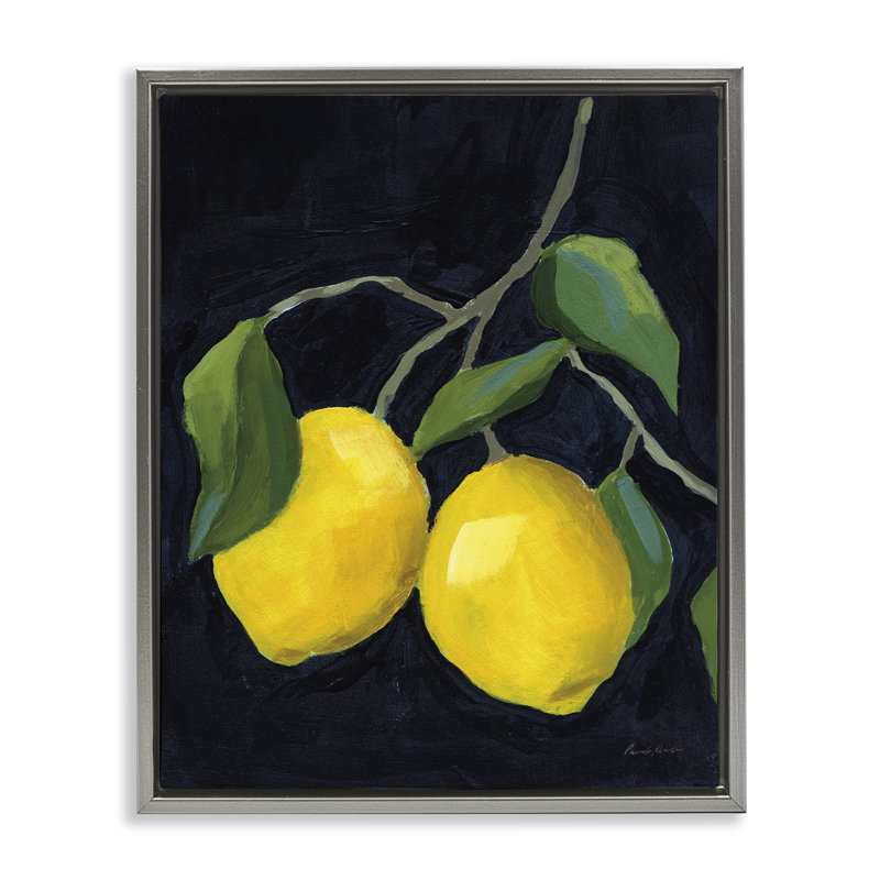 "Deux citrons luxuriants" par Pamela Munger, Cadre flottant gris lustré, H 21 po x l 17 po