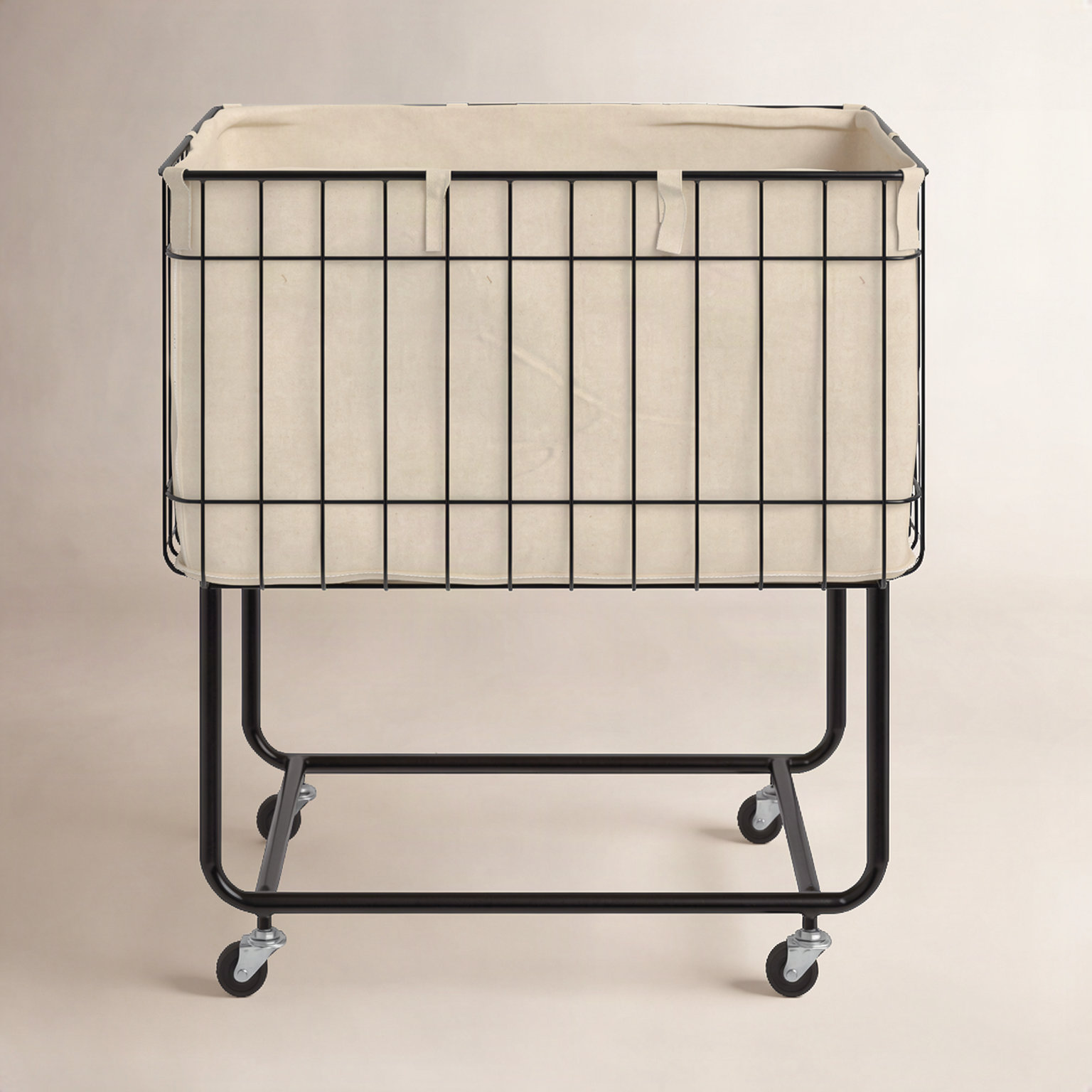 Wire Basket Rolling Laundry Cart