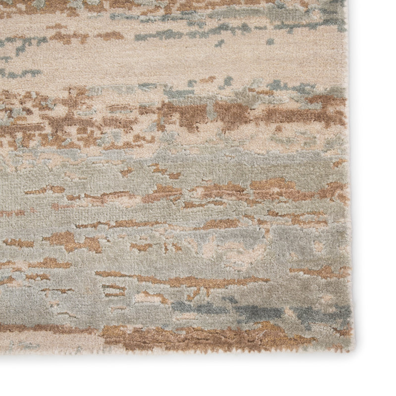 Tapis bleu clair / brun clair noué à la main Kavi de Jaipur Living Bandi (8 pi x 10 pi), Rectangle 8 pi x 10 pi