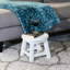 Tabouret en bois Butterflies, finition blanc antique. Bois d'hévéa. Idéal comme repose-pieds, repose-pieds, mini tables, tabourets. Marchepied 11 "avec papillons. Hévéa fonctionnel H 10"-1033969571