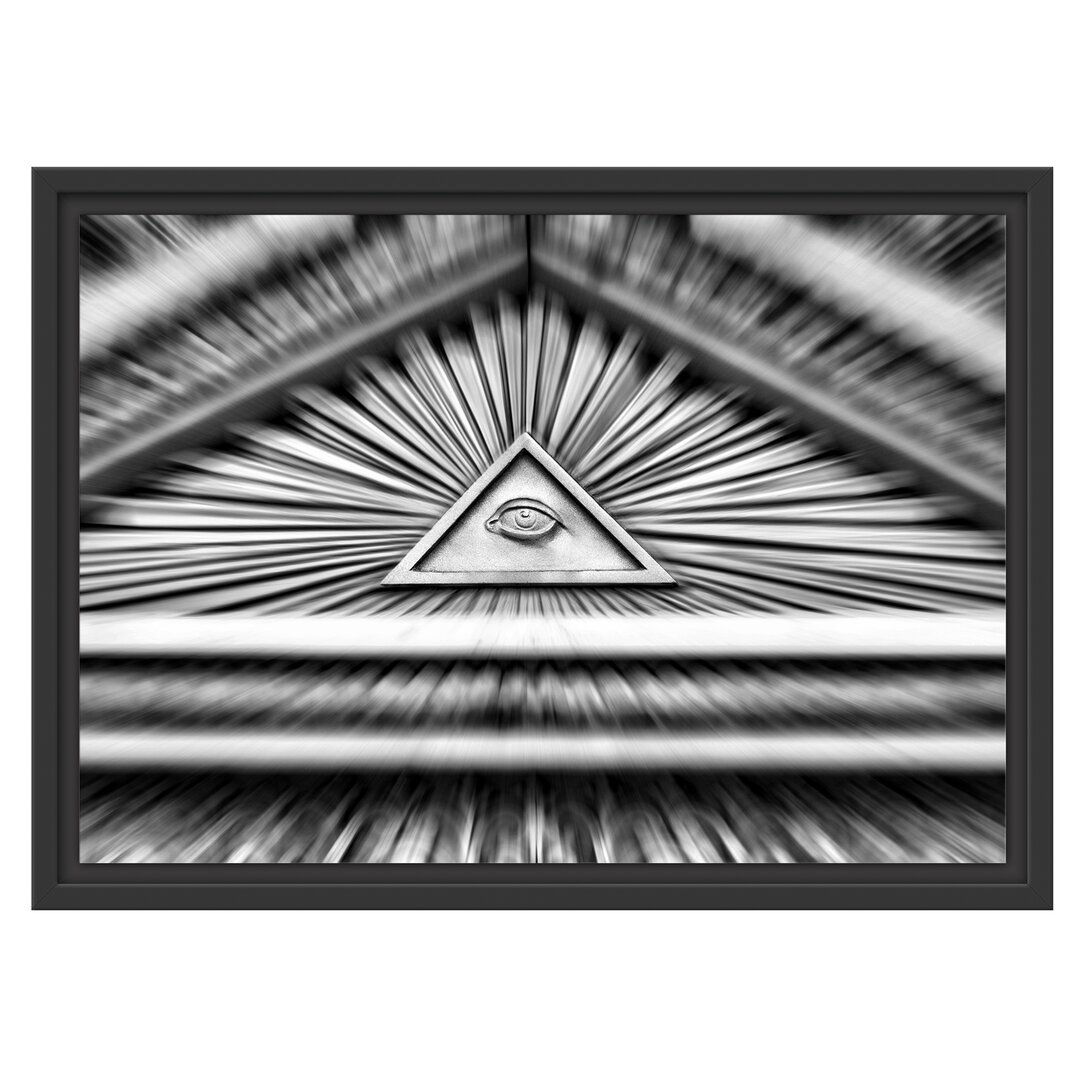 Gerahmtes Wandbild Dach mit Illuminati Auge