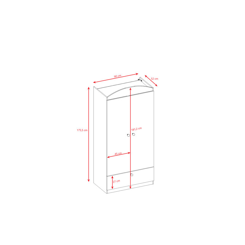 Cicero 2 Door Wardrobe, Pink