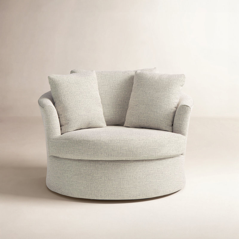 Lander Ventura 49'' Oversized Swivel Barrel Chair, Drift Linen Performance Chenille