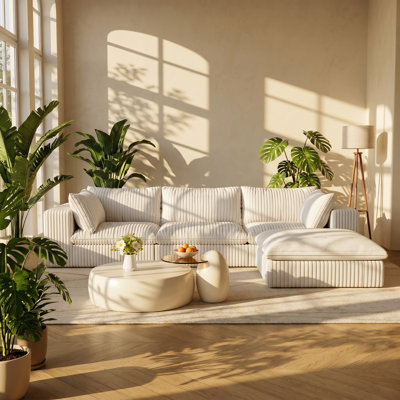 Canapé modulaire en tissu velours côtelé 4 places l 78,8 po x P 118,2 po x H 24,0 po Cloud