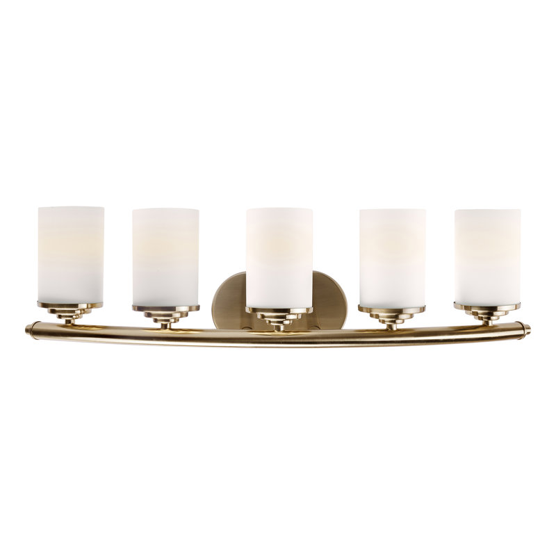 Huntington 5 - Light Dimmable Vanity Light, Soft Gold / Umber Linen