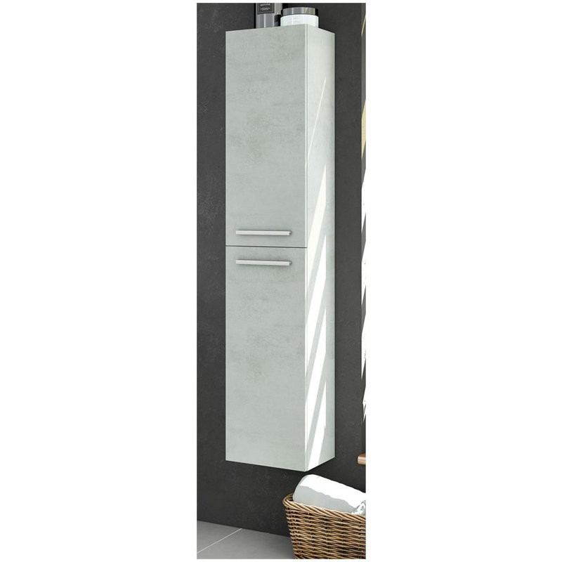 Alexandria Column Cabinet For Bathroom With 2 Doors, Suspended Wall Cabinet With 2 Shelves, Grey
