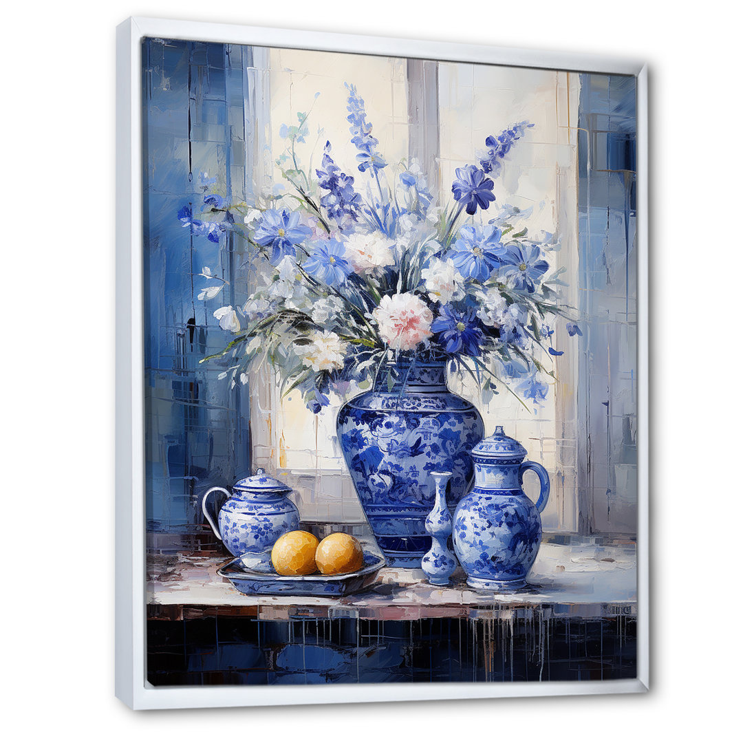 Blue And White Boho Plant Pottery IV - Boho Pottery Wall Art Decor Charlton Home® Overall 