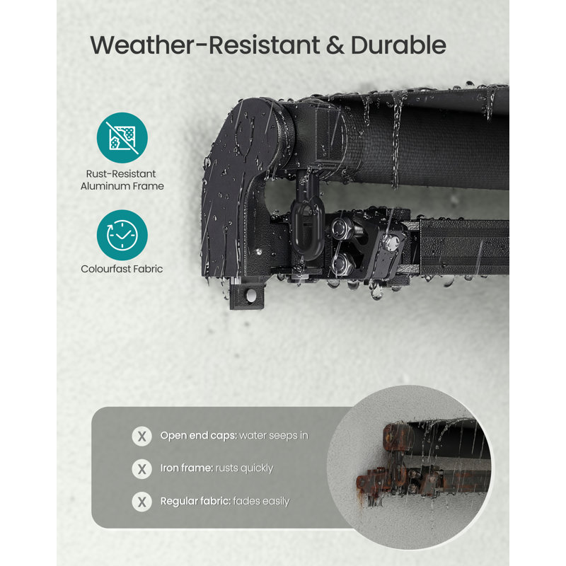 LEDREM Retractable Door / Window Awning, 250cm H x 250cm W x 200cm D