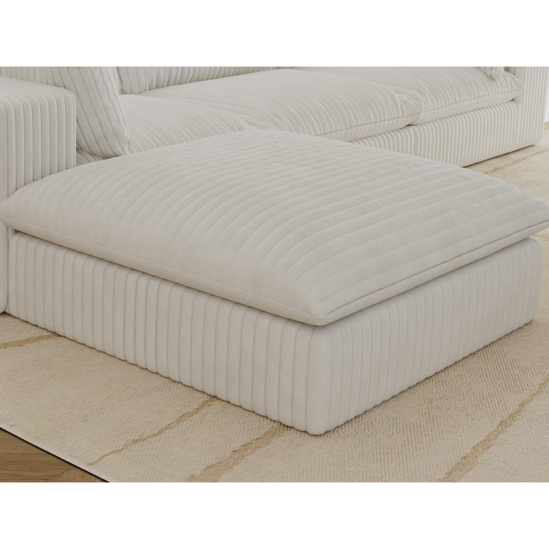 Nuage avec tissu velours côtelé blanc, siège profond à double couche, coussin amovible, aucun assemblage requis, possibilité de bricolage pour différentes pièces, douceur rembourrée de plumes, agencements modulaires adaptables,