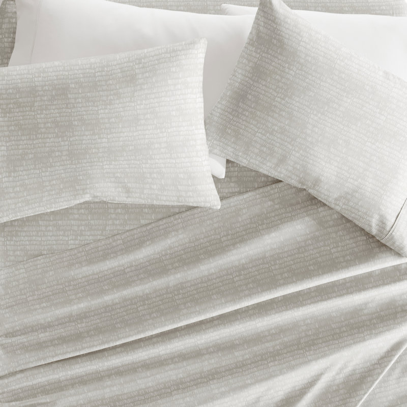 California King Light Grey Striped Microfiber Sheet Set