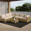 Ensemble de conversation d'extérieur modulaire en rotin 7 pièces avec coussins - jaune / beige-242393100